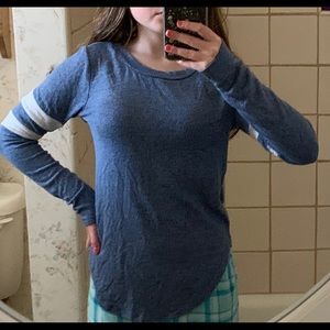 Blue and white striped top